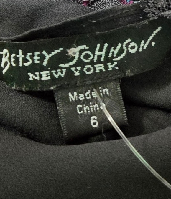 Betsey Johnson VTG Y2K 90s Floral Velvet Silk Sleeveless Midi Slip Dress Size 6 - Picture 8 of 9